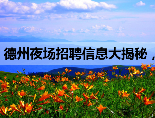 德州夜场招聘信息大揭秘，高薪职位等你来挑战！
