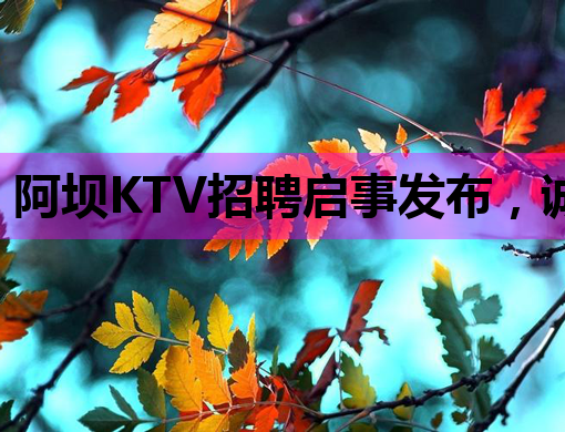 阿坝KTV招聘启事发布，诚邀优秀人才加入！