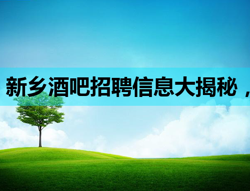 新乡酒吧招聘信息大揭秘，夜生活新选择！