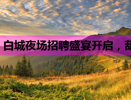 白城夜场招聘盛宴开启，葫芦岛夜店、亳州酒吧同步纳新
