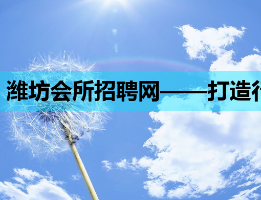 潍坊会所招聘网——打造行业人才交流新高地