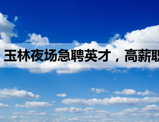 玉林夜场急聘英才，高薪职位等你来挑战！